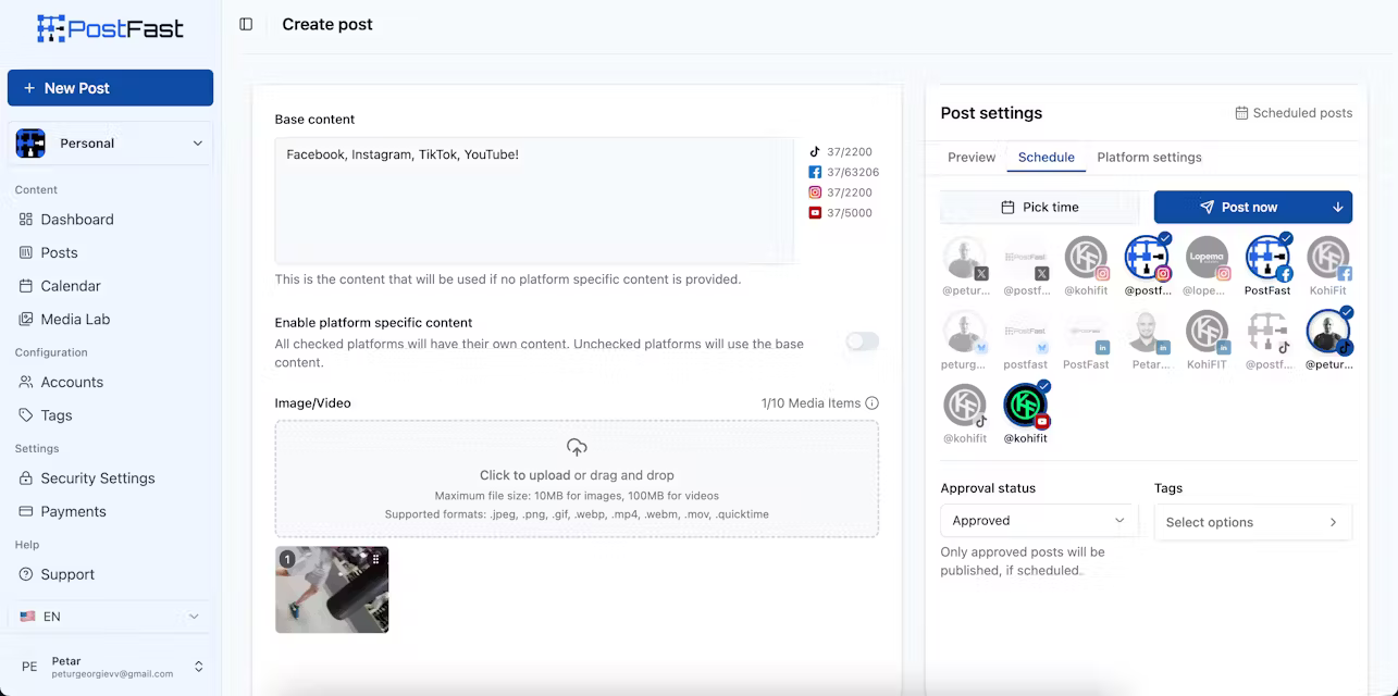 Screenshot 1 of PostFast | Social Media Scheduling