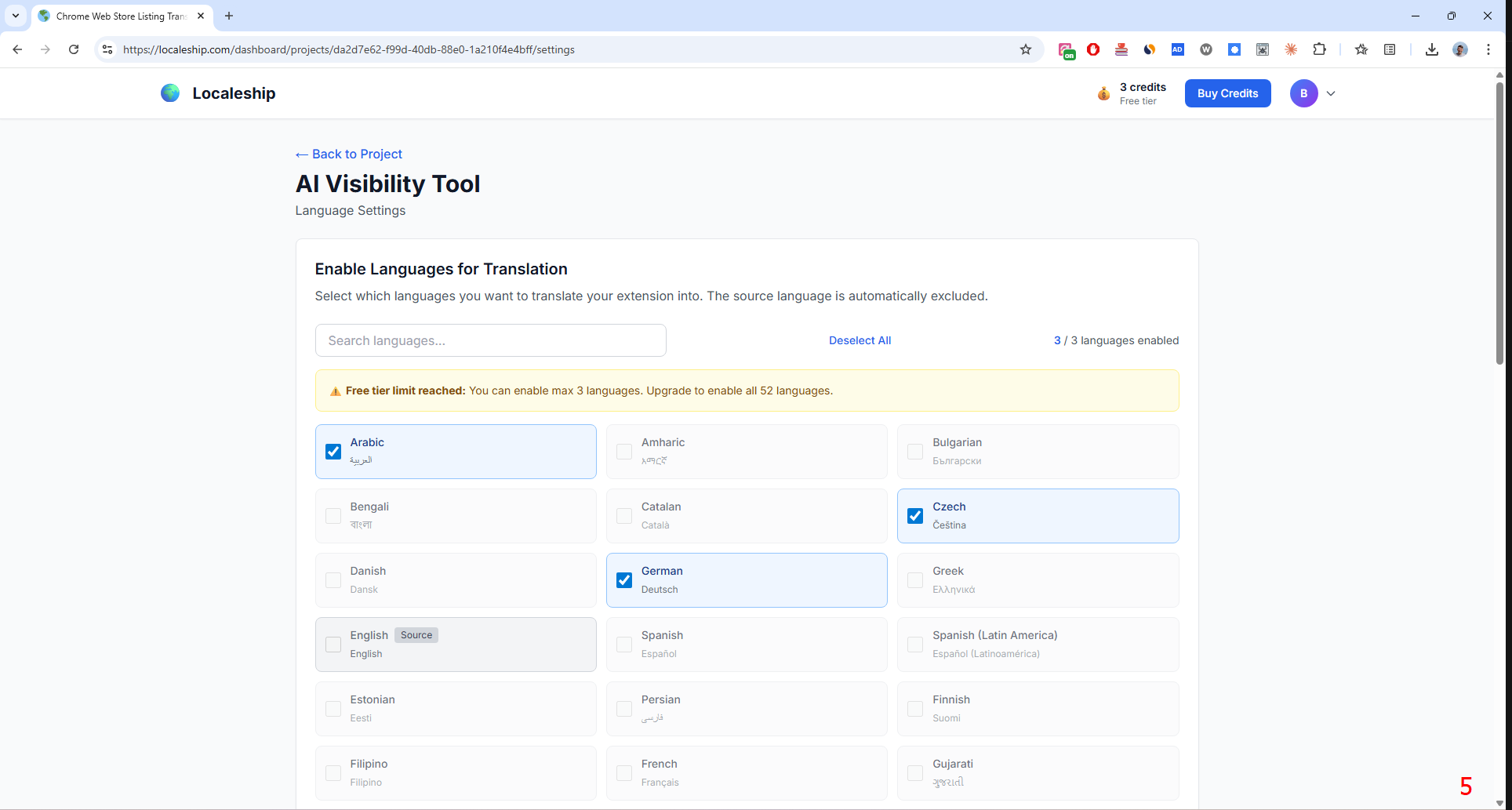 Screenshot 4 of Chrome Web Store Listing Translator