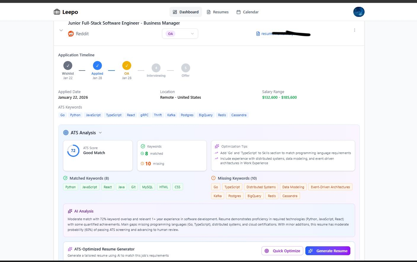 Screenshot 1 of Leepo - Track Your Job Applications