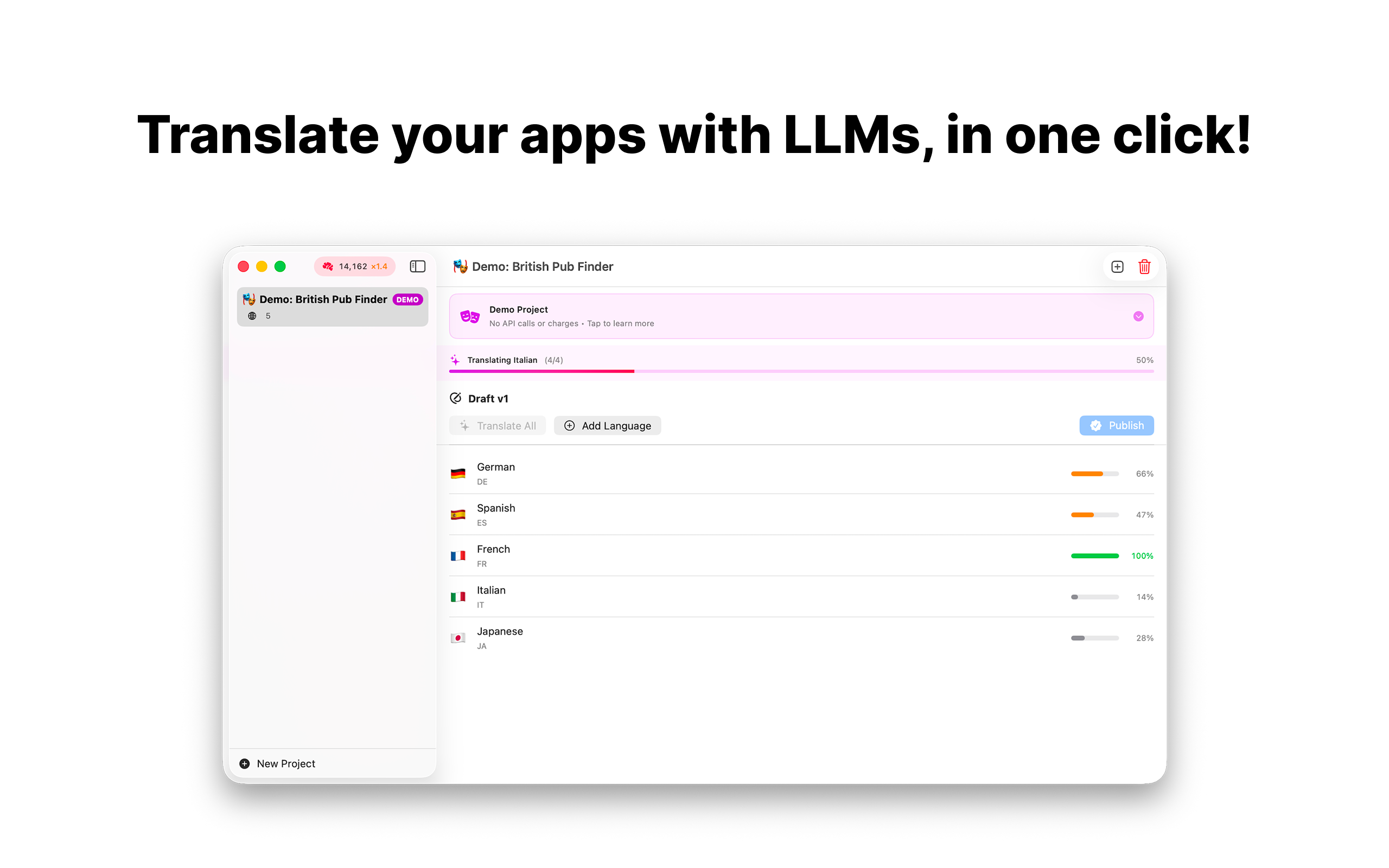 Screenshot 1 of xcLocalize – AI Translator