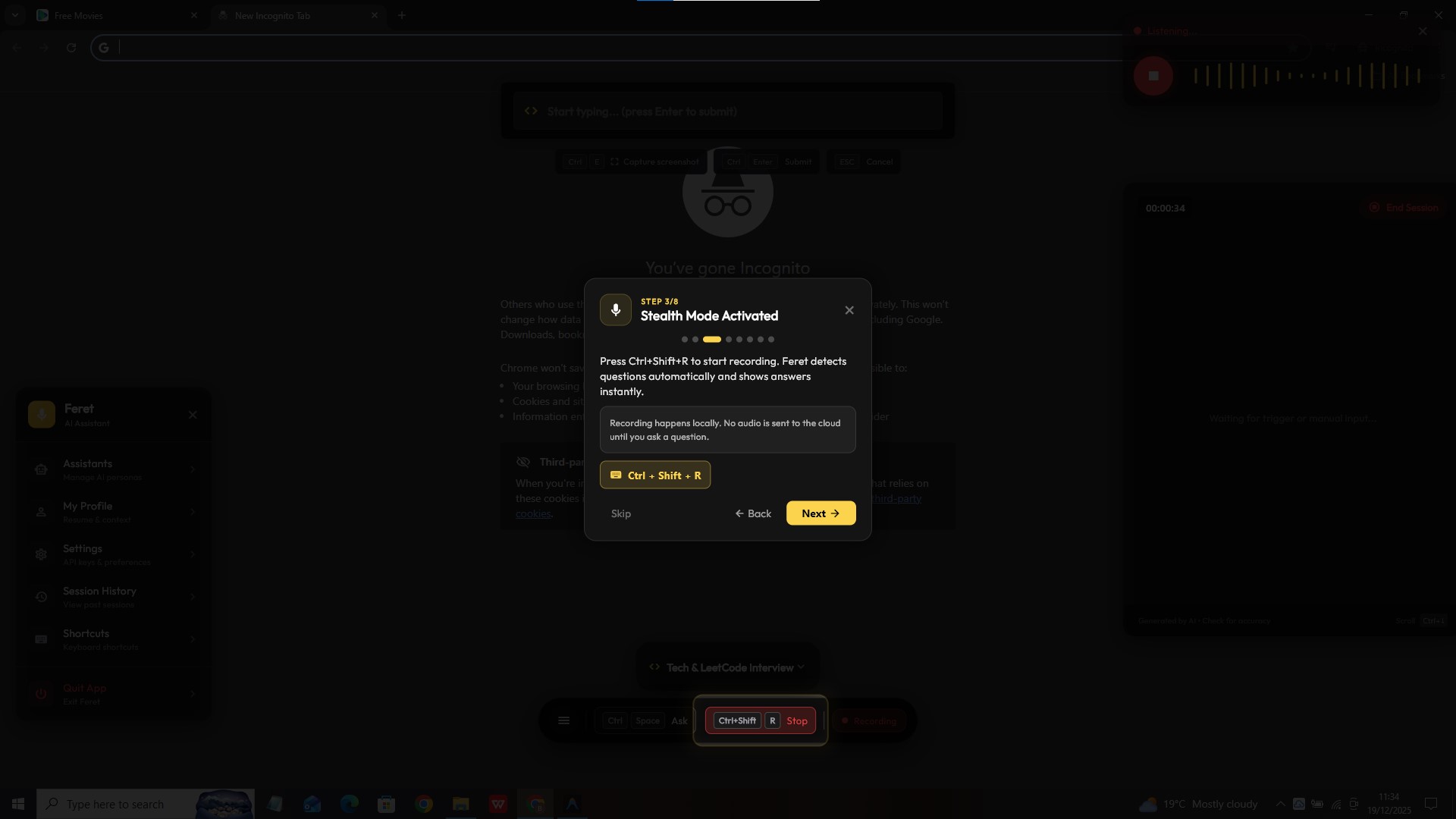 Screenshot 3 of Feret - Stealth AI Interview Copilot