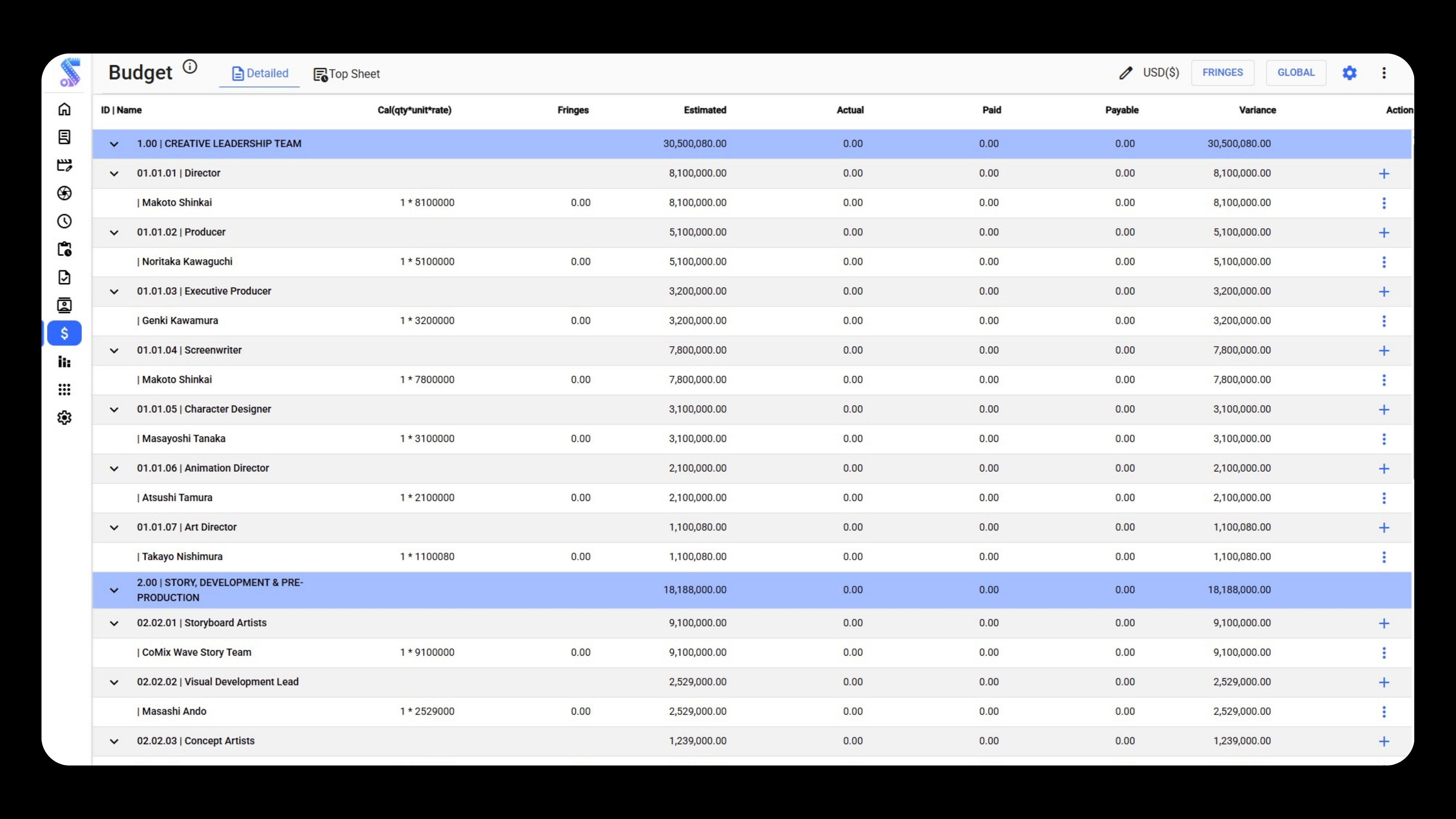Screenshot 3 of Movie Budgeting Software | Studiovity