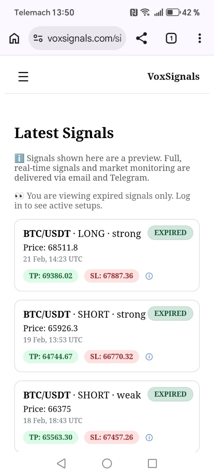 Screenshot 1 of VoxSignals