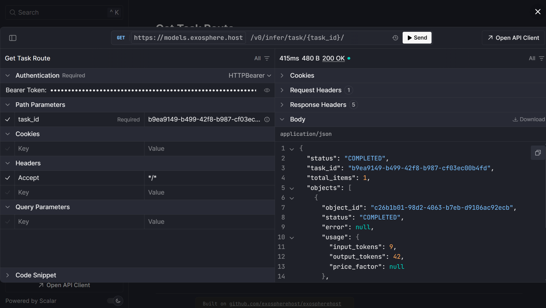 Screenshot 4 of Exosphere Flexible Inference API