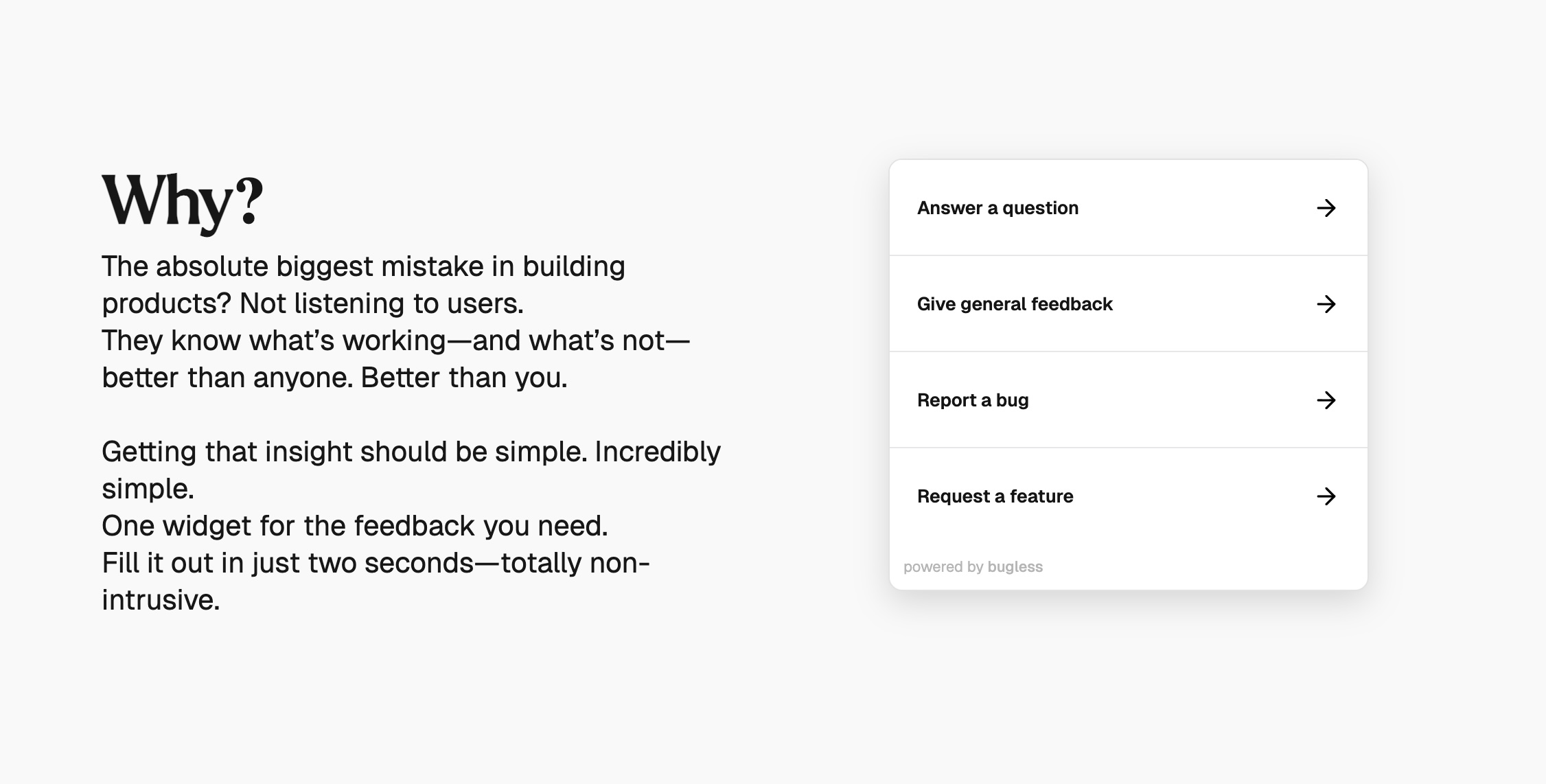 Screenshot 2 of Bugless - Collect feedback, the easy way