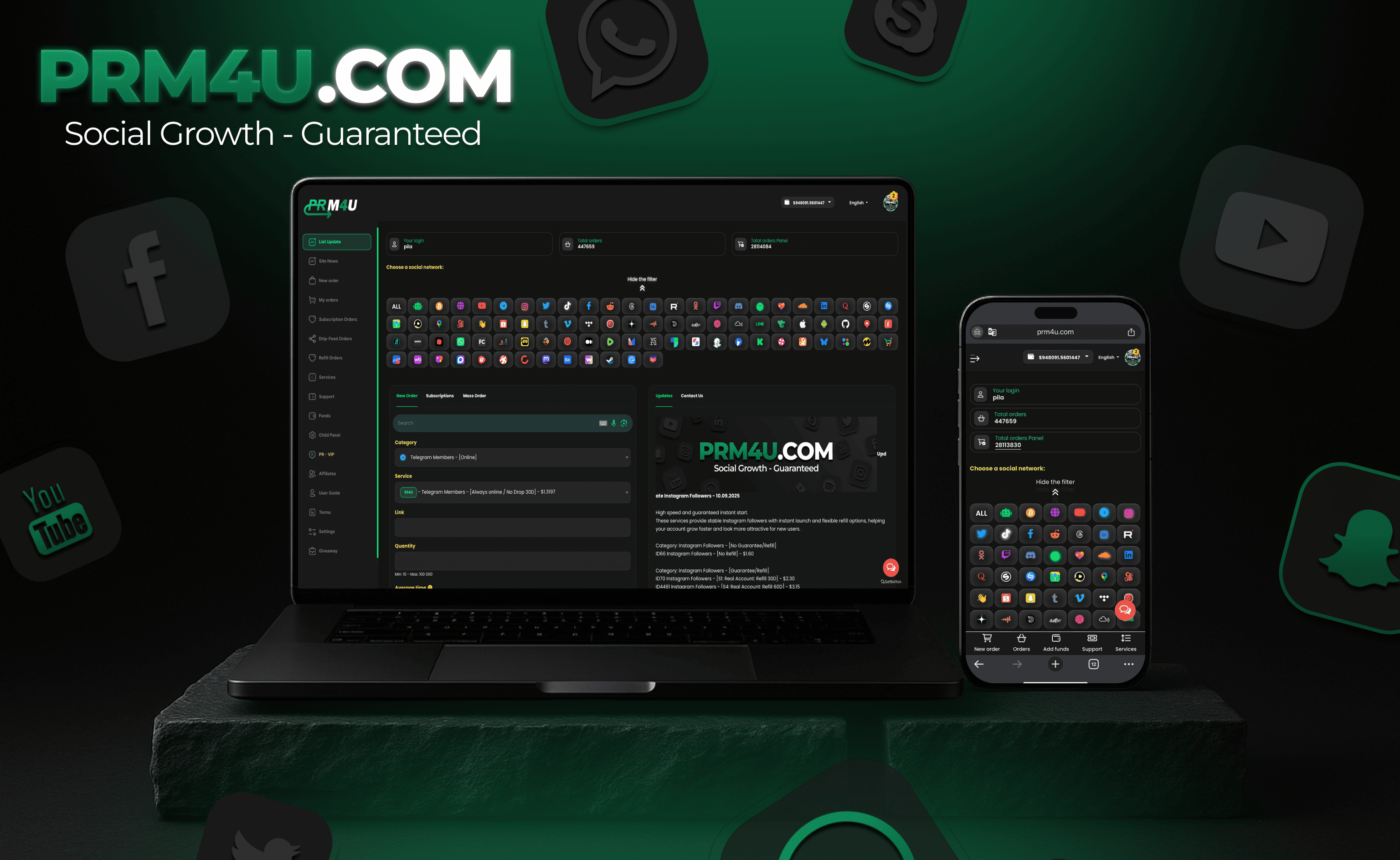 Screenshot 1 of PRM4U SMM Panel