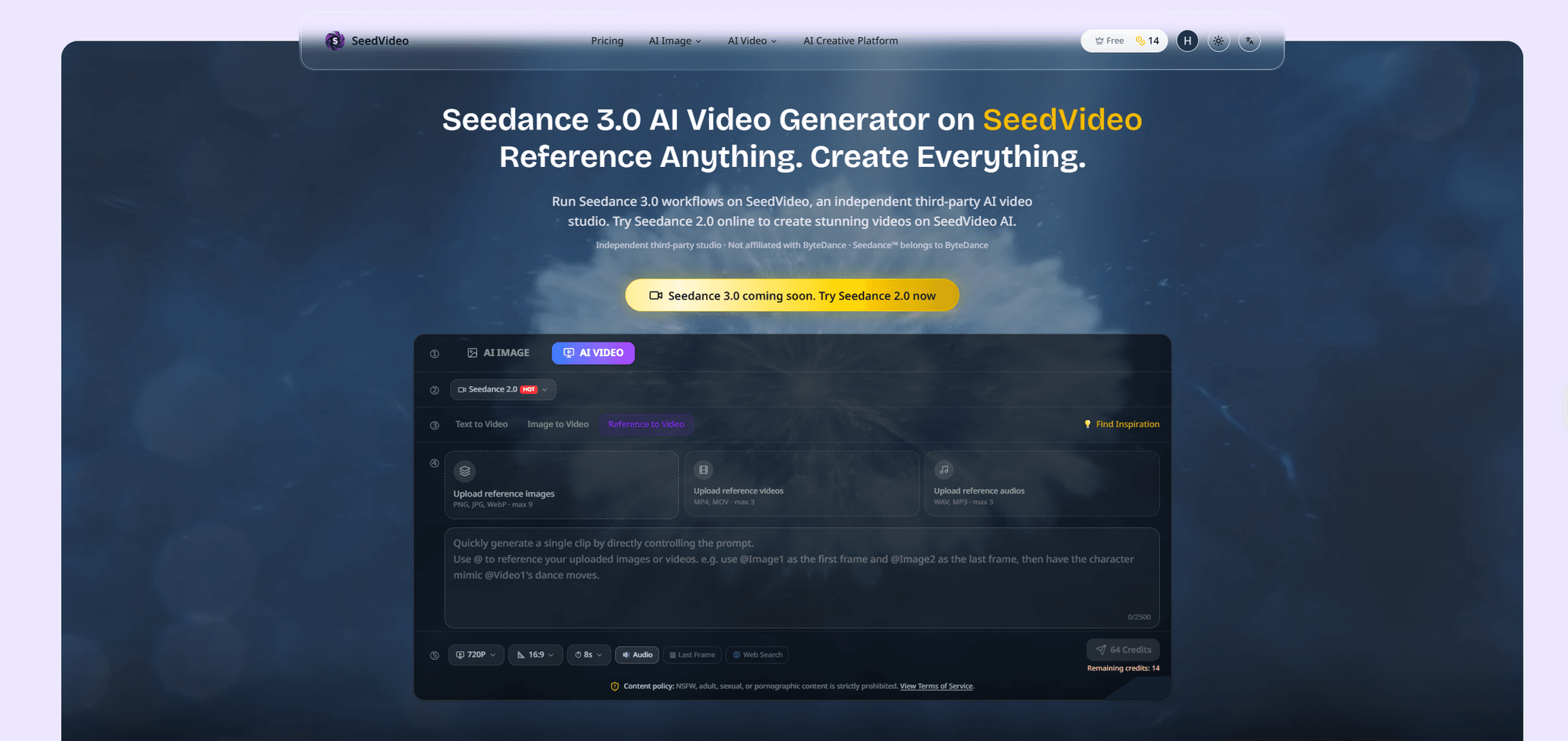 Screenshot 1 of Seedance 3.0 AI Video Generator