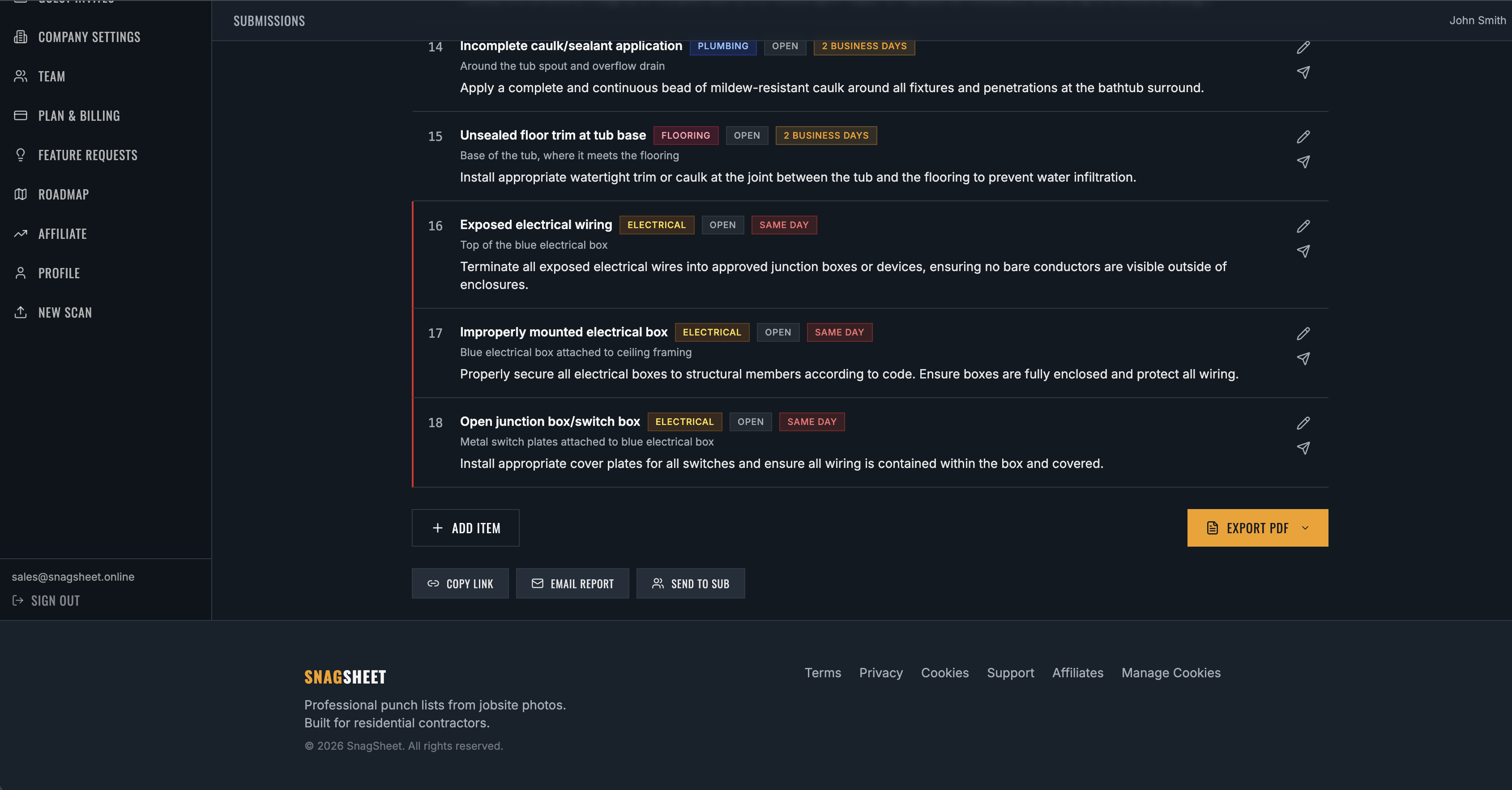 Screenshot 2 of SnagSheet