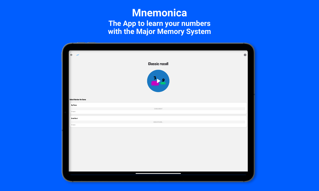 Screenshot 1 of Mnemonica Major Memory System