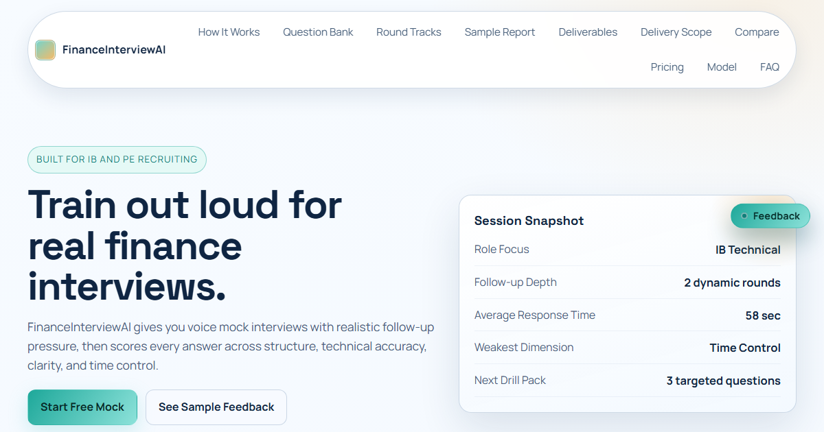 Screenshot 1 of FinanceInterviewAI