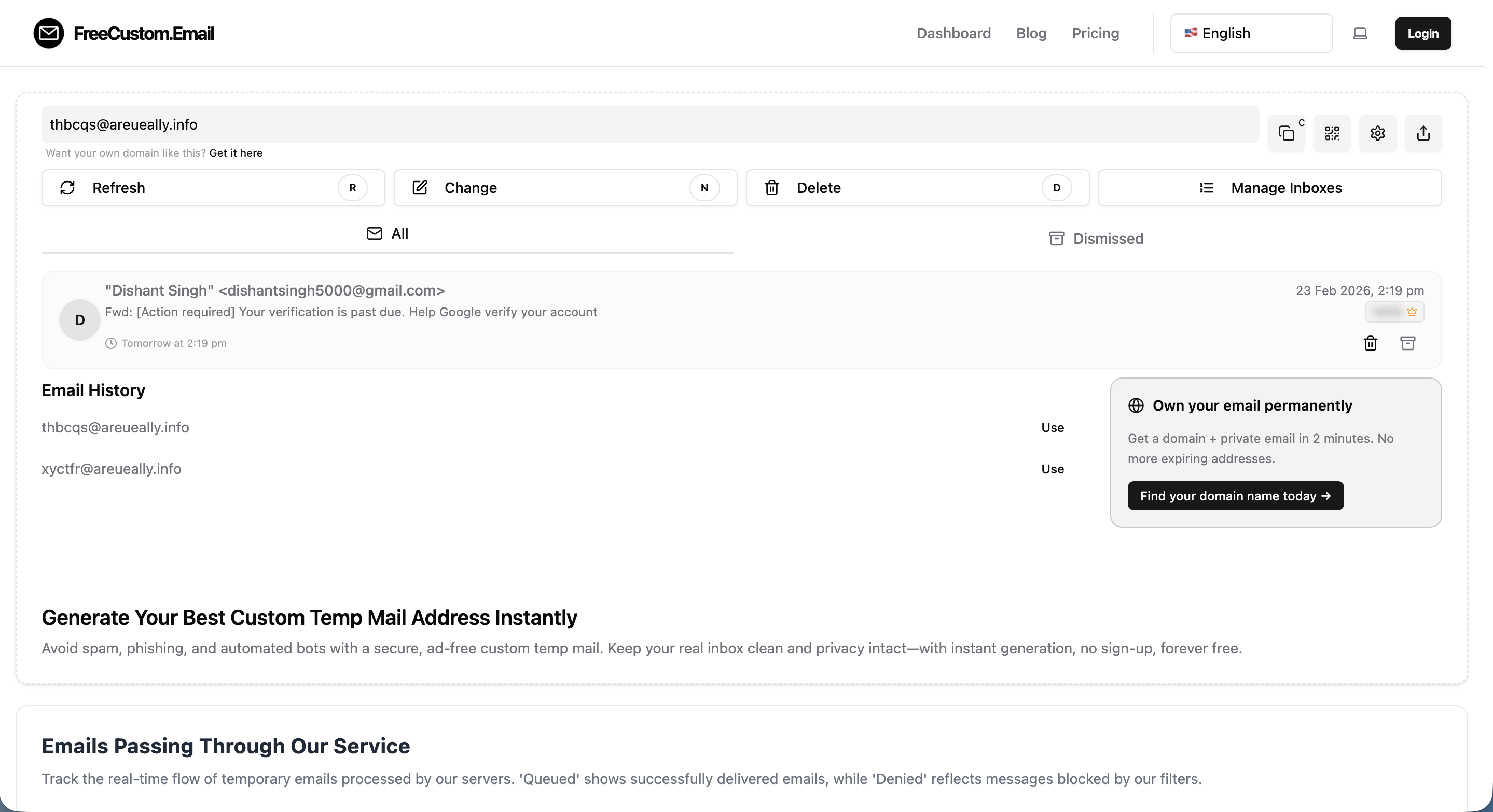 Screenshot 1 of FreeCustom.Email