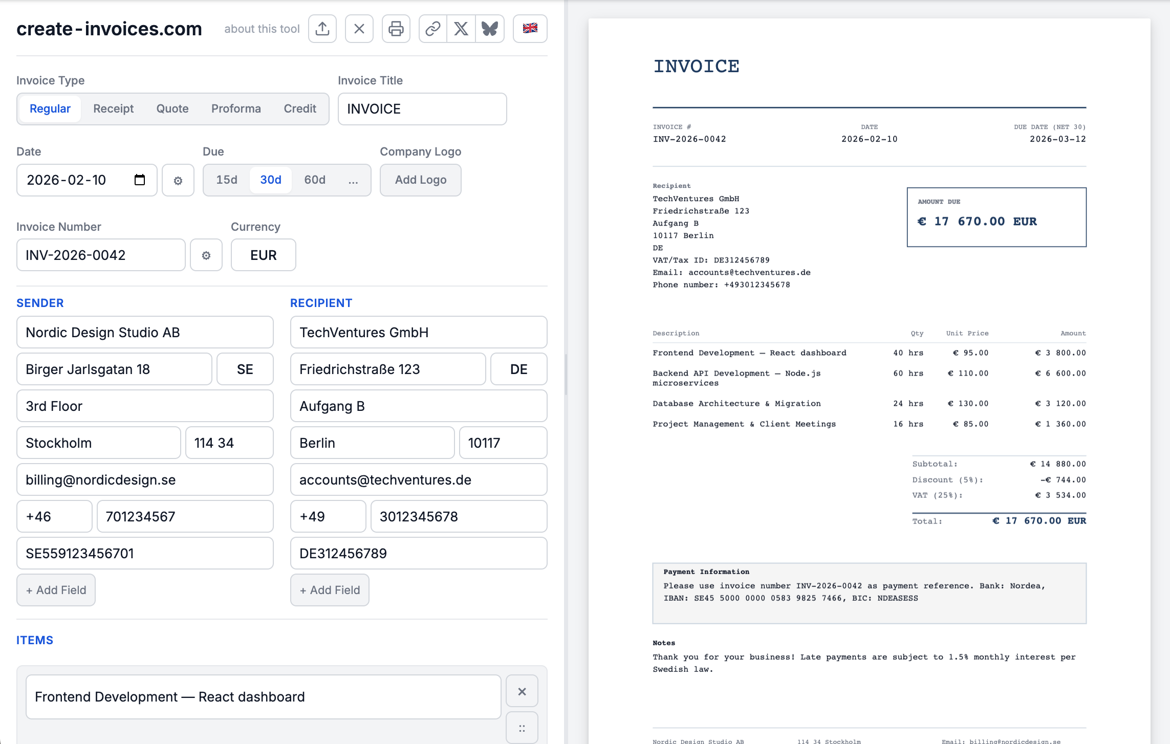 Screenshot 1 of create-invoices.com