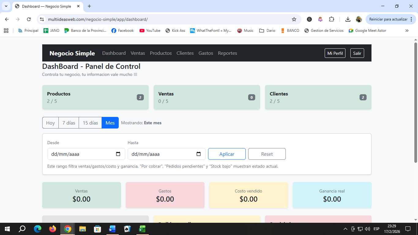Screenshot 1 of Negocio Simple