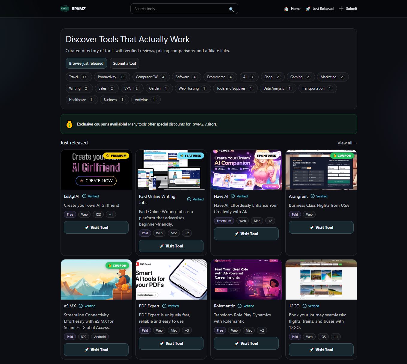 Screenshot 1 of RPAMZ - Tools Directory w/Conversion TRK