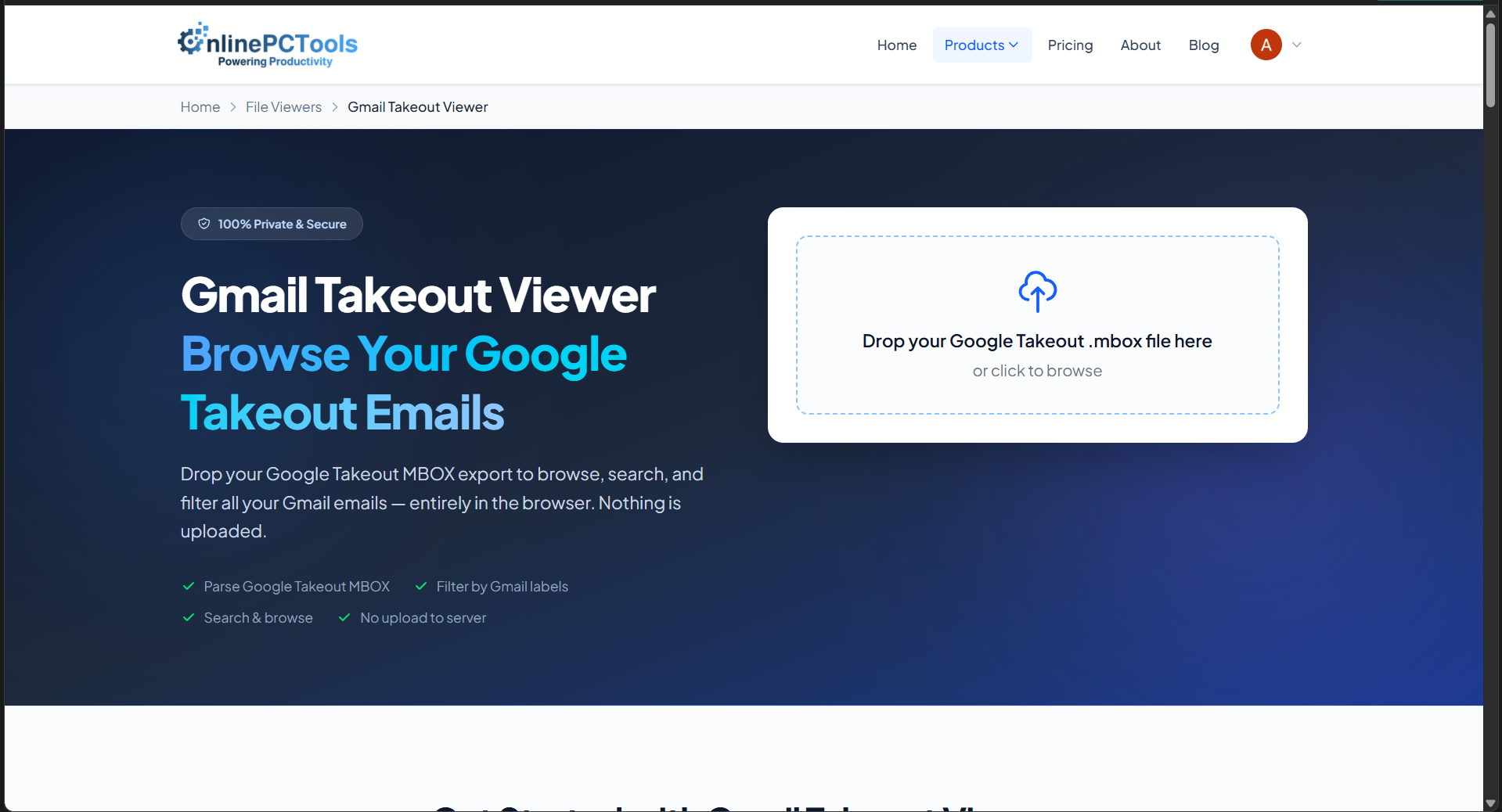 Screenshot 2 of Gmail Takeout Viewer By OnlinePCTools