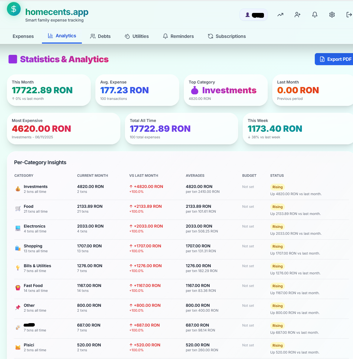 Screenshot 2 of homecents.app - amily Expense Tracker