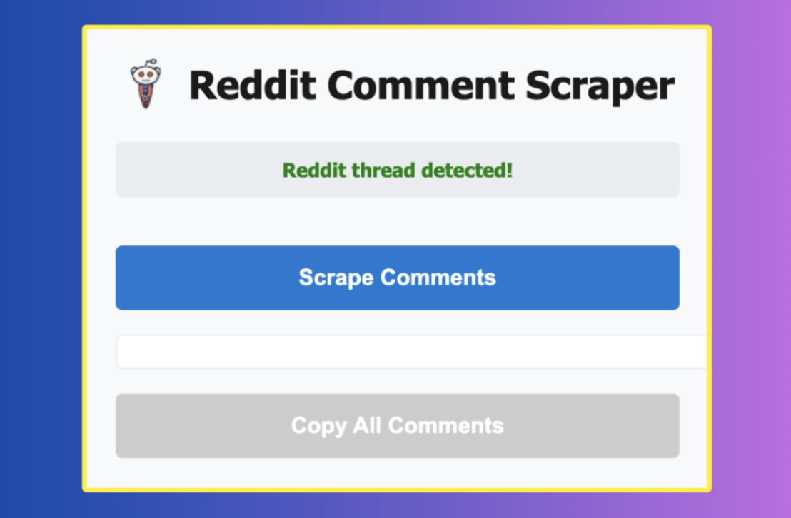 Screenshot 1 of Reddit Comment Scraper