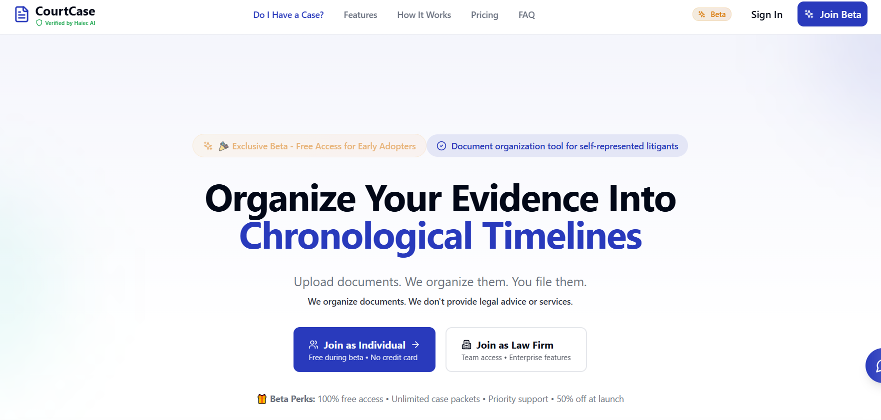 Screenshot 1 of CourtCase - AI-Assisted Court Evidence