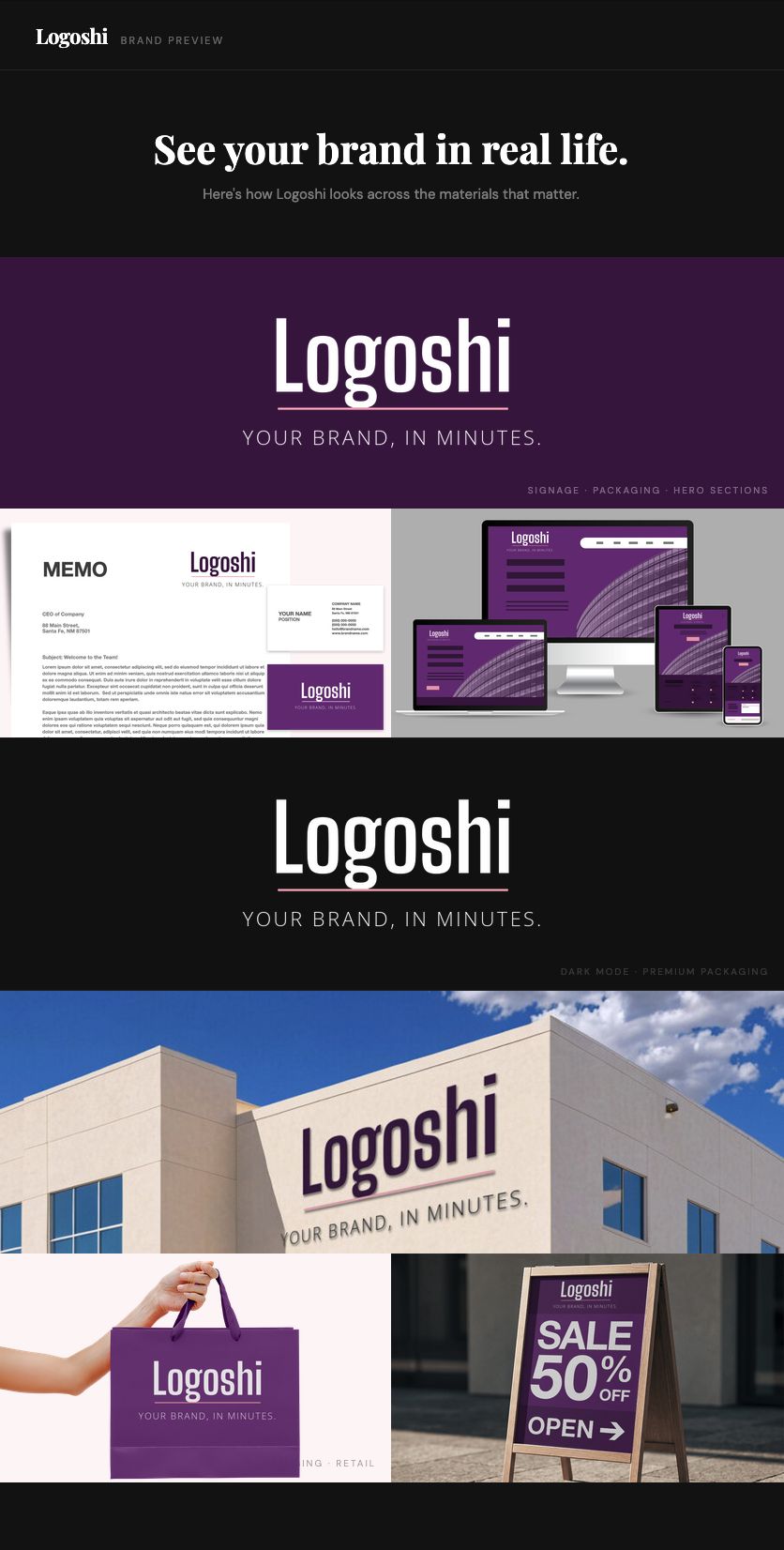 Screenshot 2 of Logoshi Brand Kit Generator