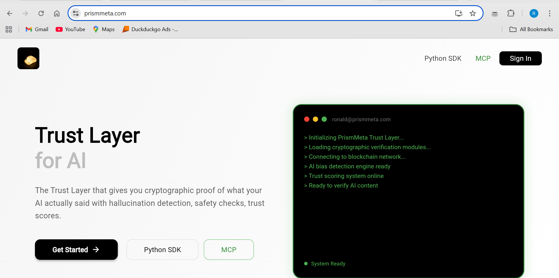 Screenshot 1 of PrismMeta - Cryptographic Trust Layer fo