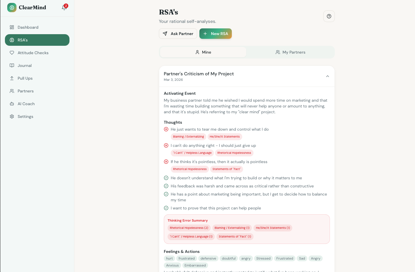 Screenshot 2 of ClearMind AI