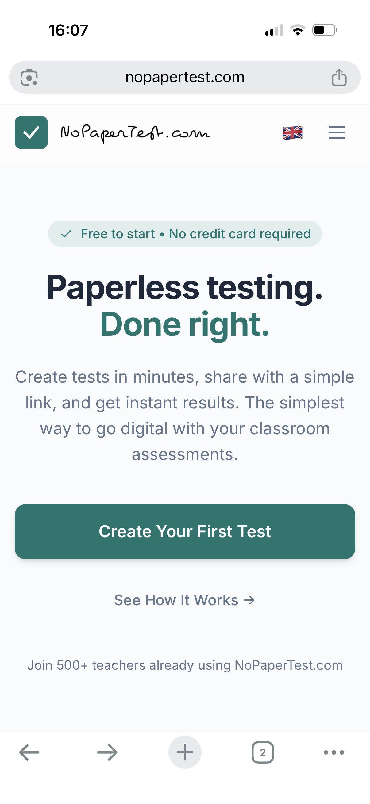 Screenshot 2 of NoPaperTest.com