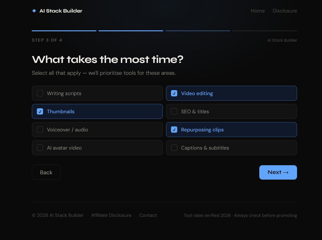 Screenshot 2 of AI Stack Builder for YouTubers