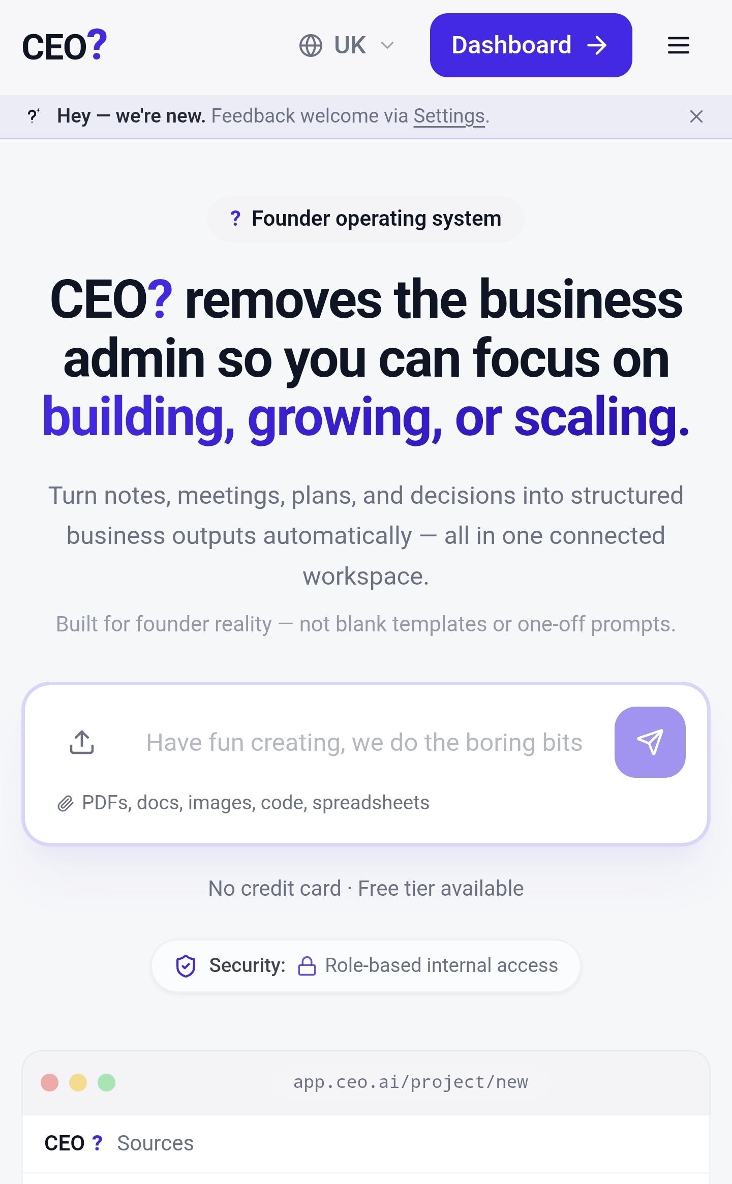 Screenshot 2 of CEO? - AI Founder Operating System