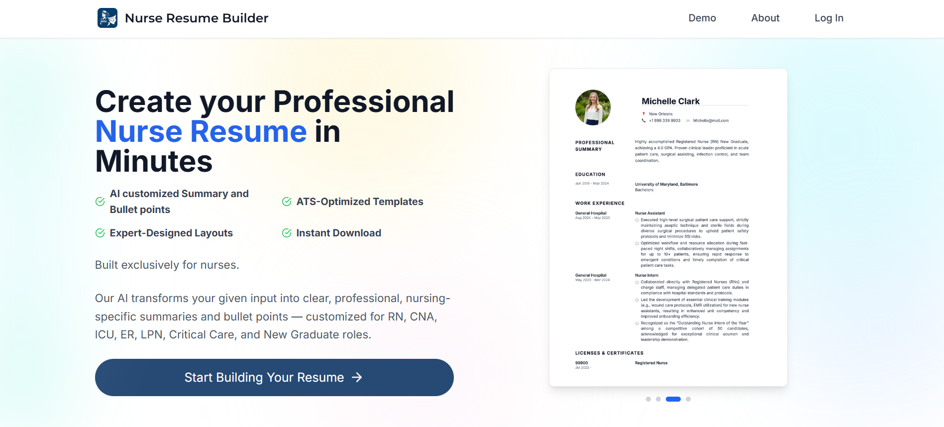 Screenshot 1 of Nurse Resume Builder