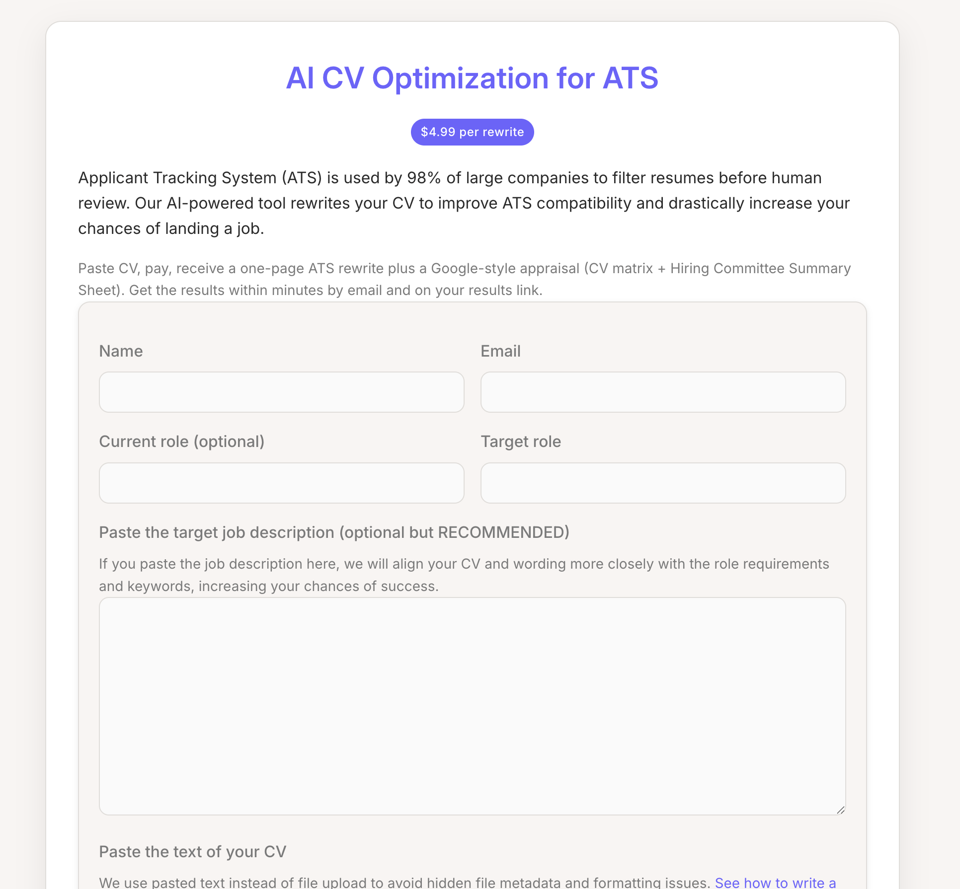 Screenshot 1 of AI CV Optimizer