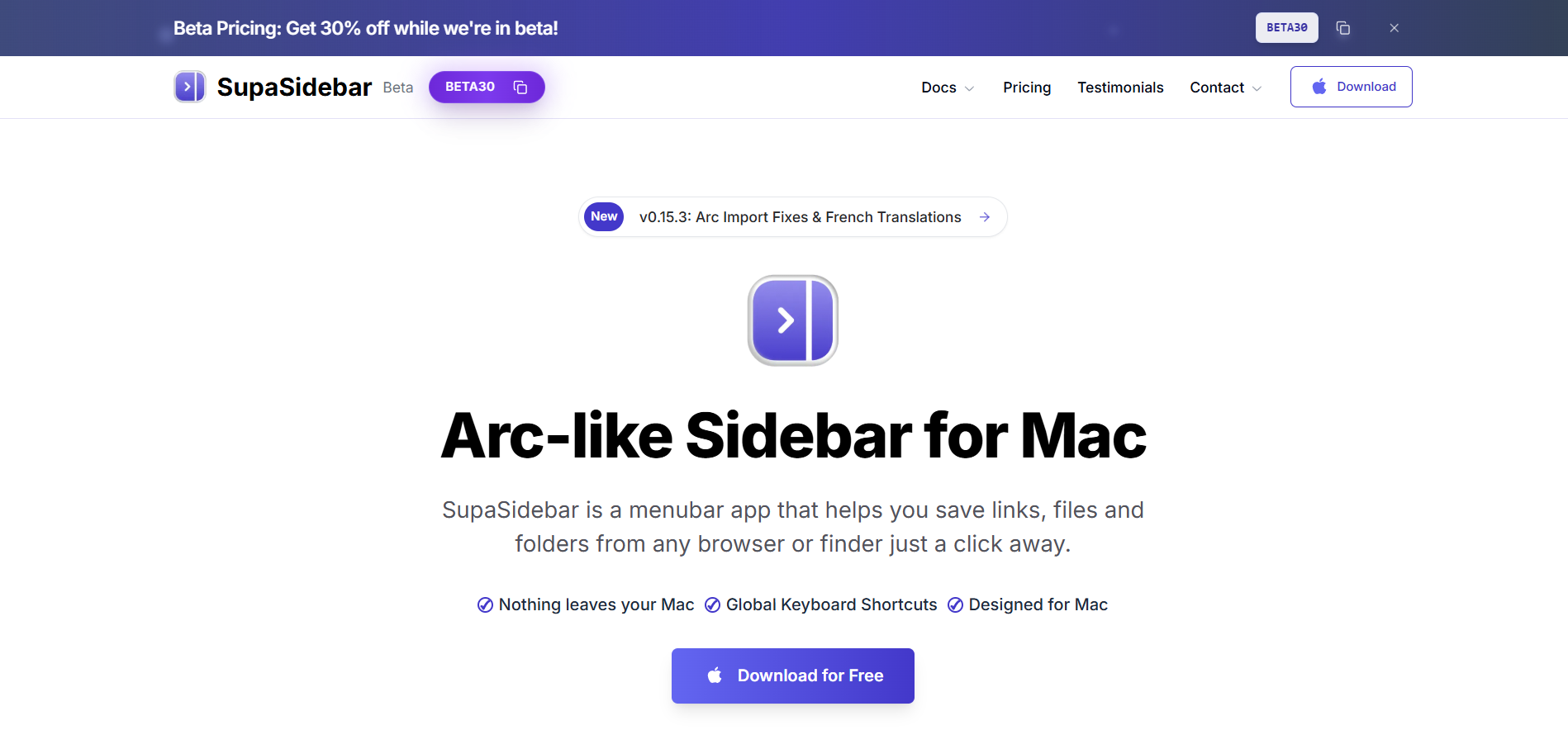 Screenshot 1 of SupaSidebar