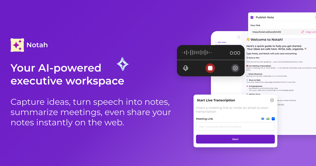 Screenshot 1 of Notah - AI Meeting Notes & Transcription