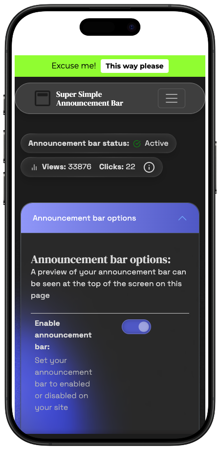 Screenshot 2 of Super Simple Announcement Bar