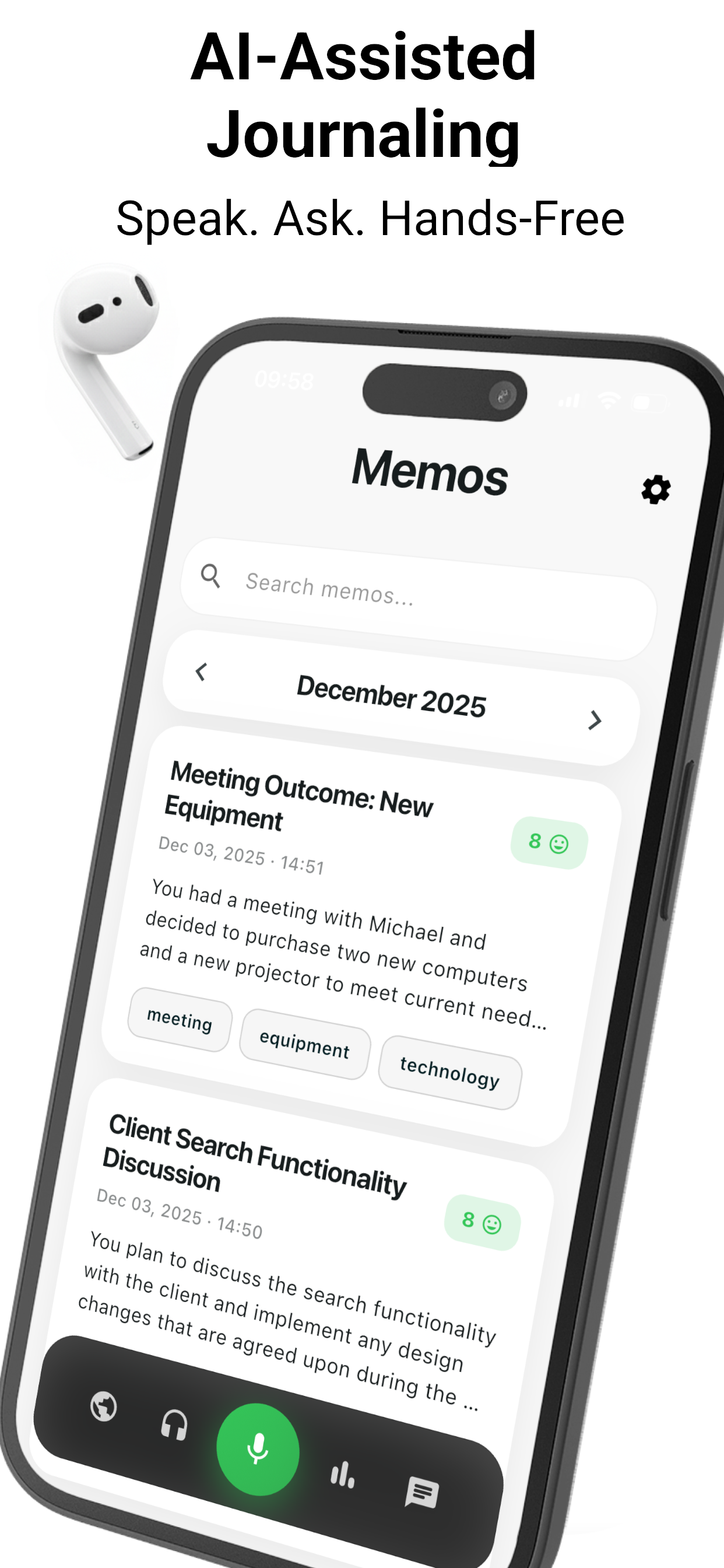 Screenshot 1 of Narrate: AI Journal