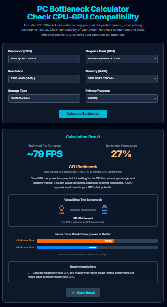 Screenshot 2 of isitBOTTLENECKED 