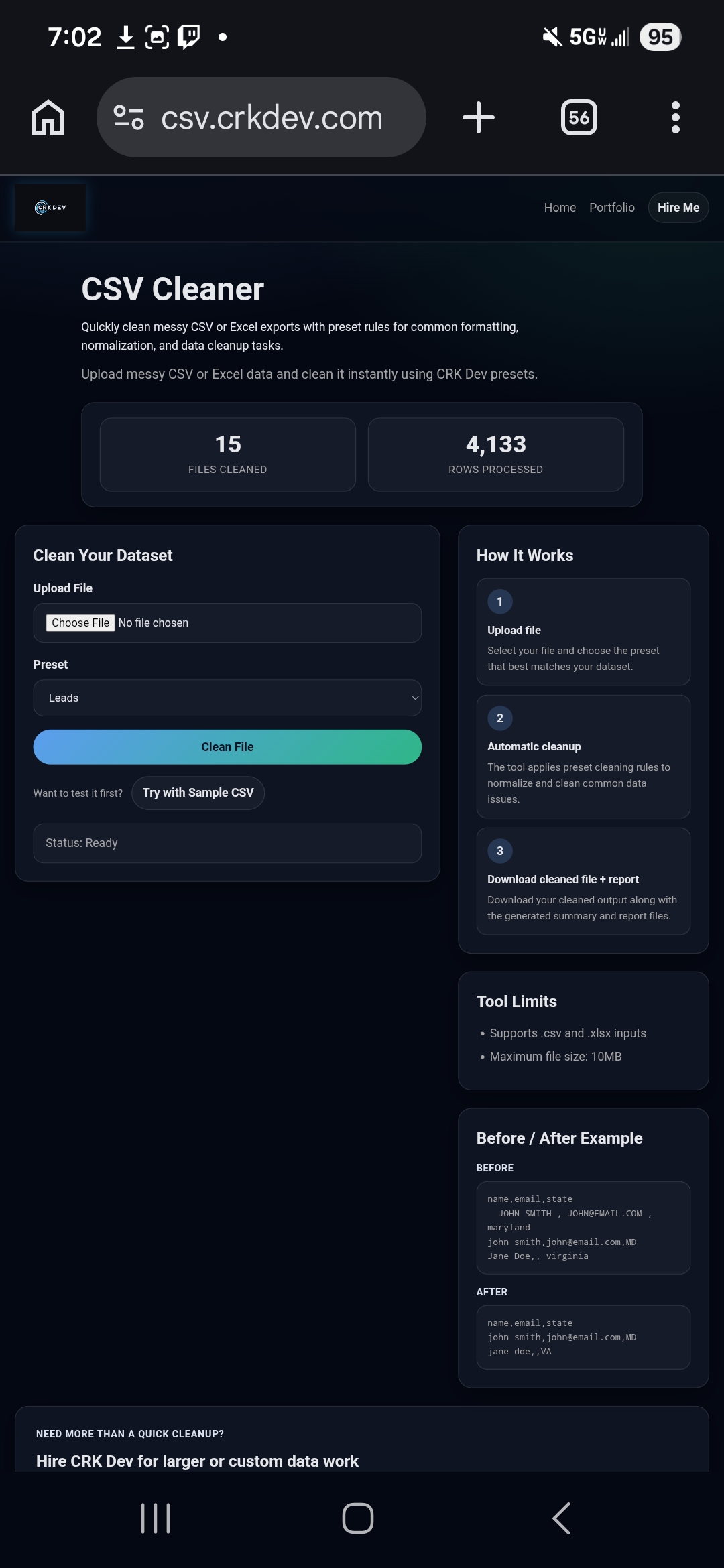 Screenshot 1 of CSV Cleaner