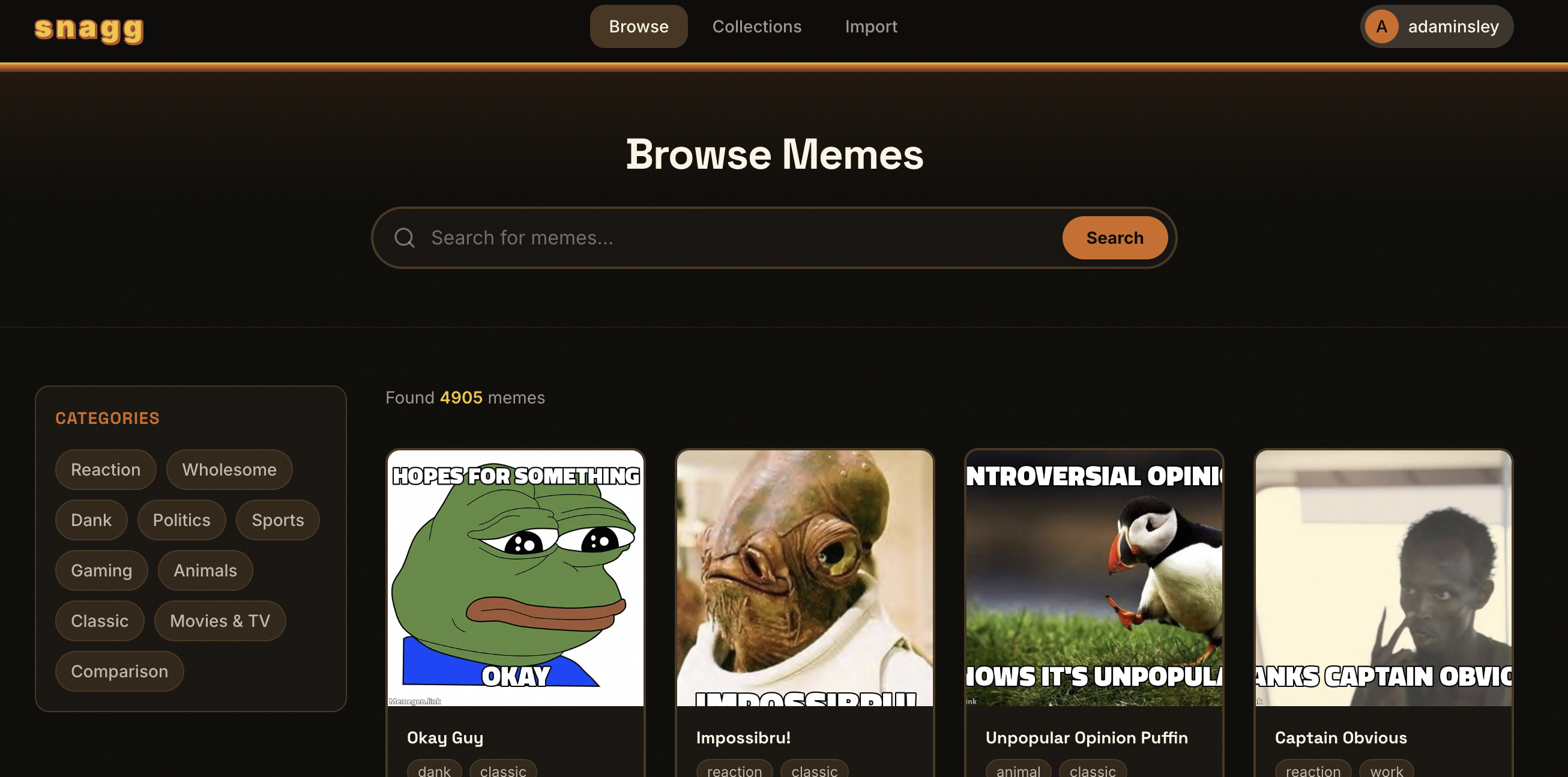 Screenshot 1 of Snagg - Find the Perfect Meme