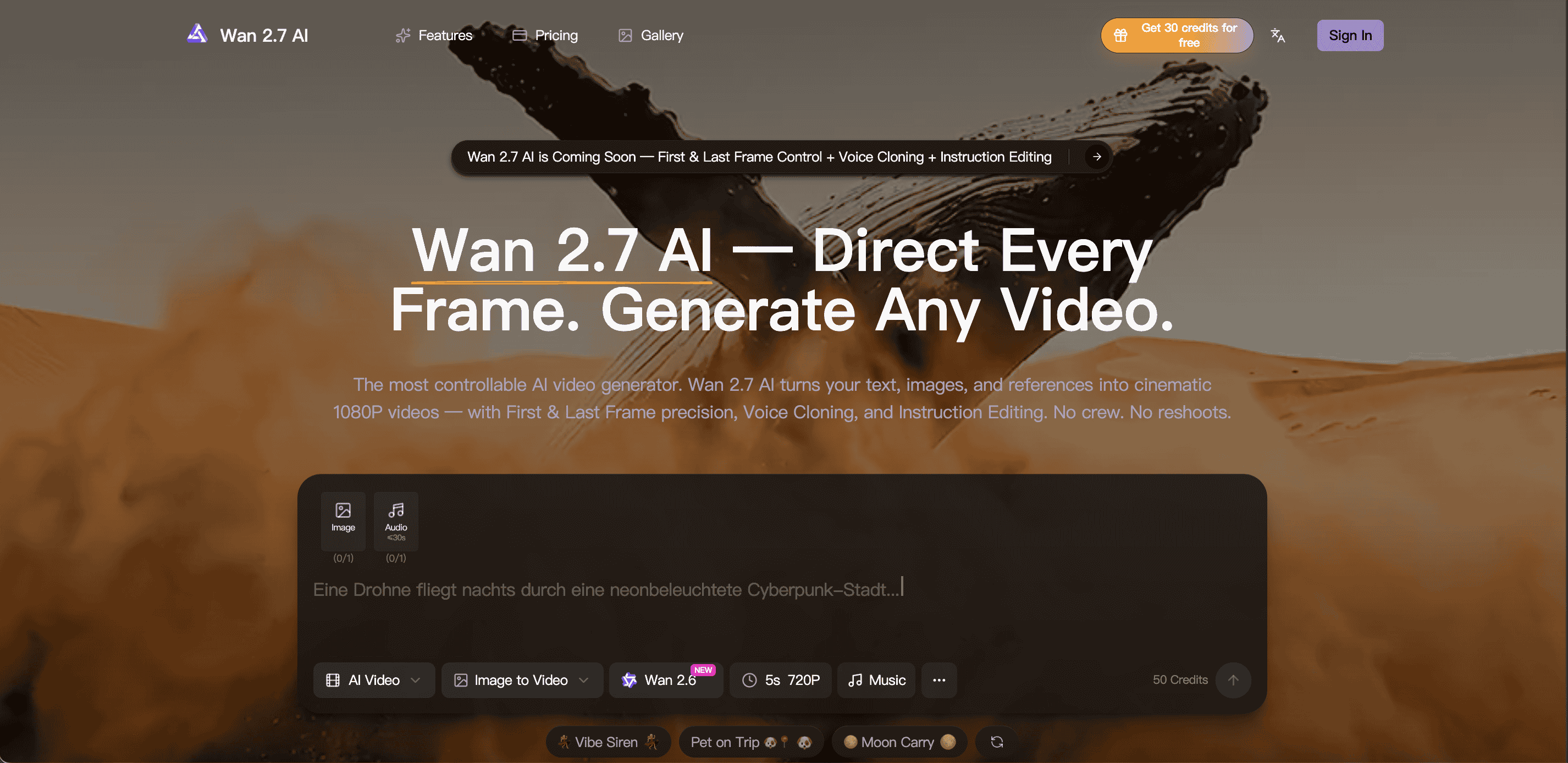 Screenshot 1 of Wan 2.7 AI Video Generator