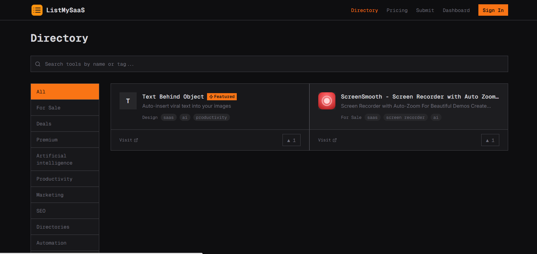 Screenshot 1 of ListMySaaS