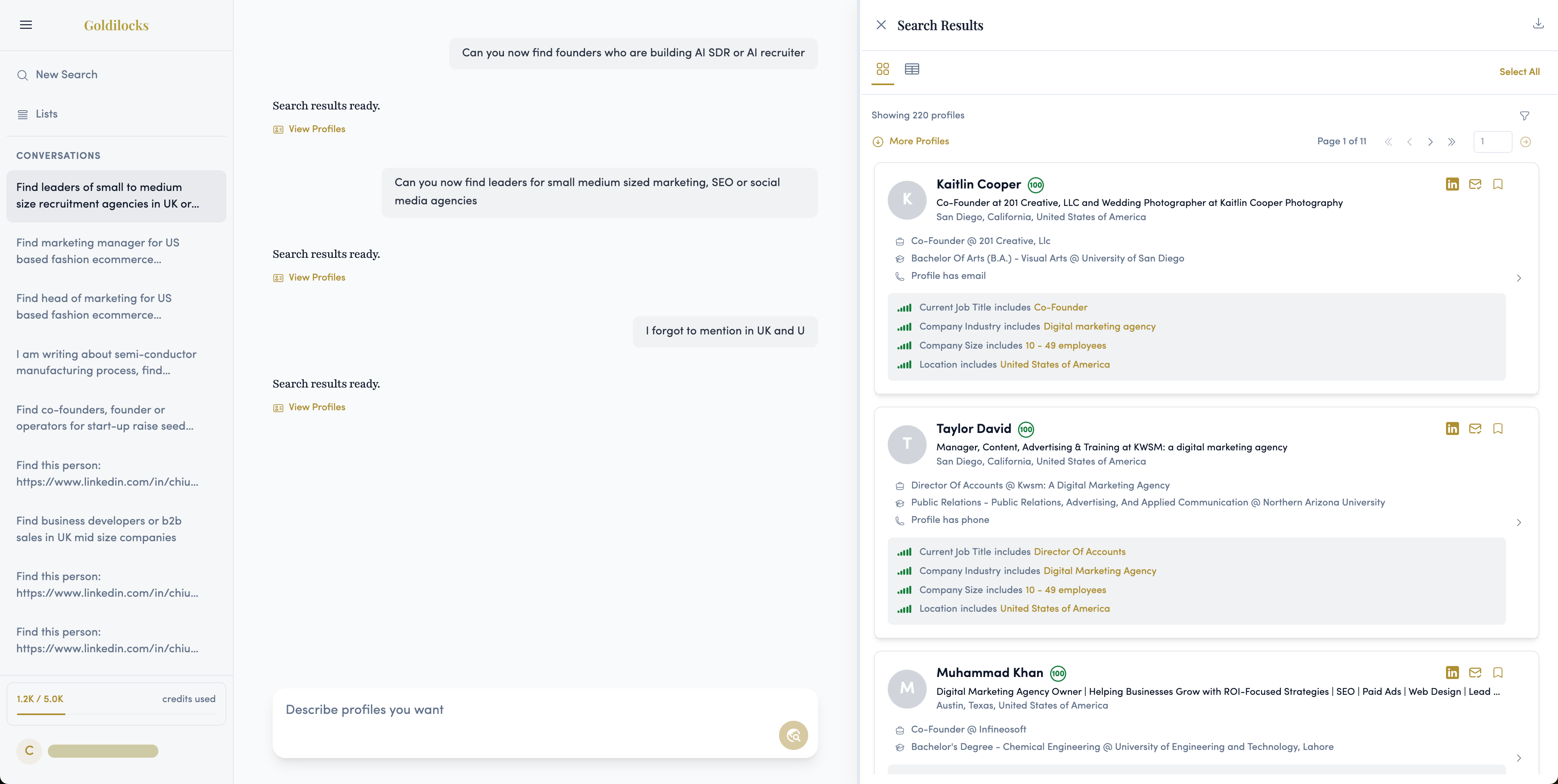 Screenshot 3 of Goldilocks People Search Platform