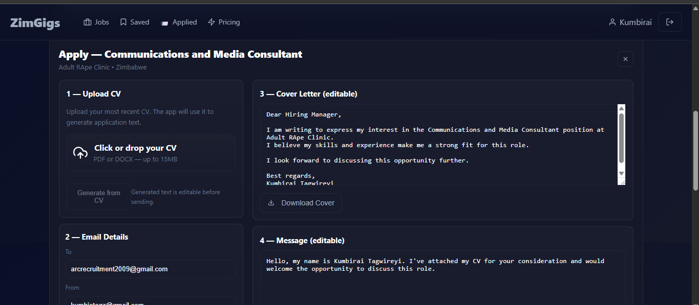 Screenshot 3 of ZimGigs