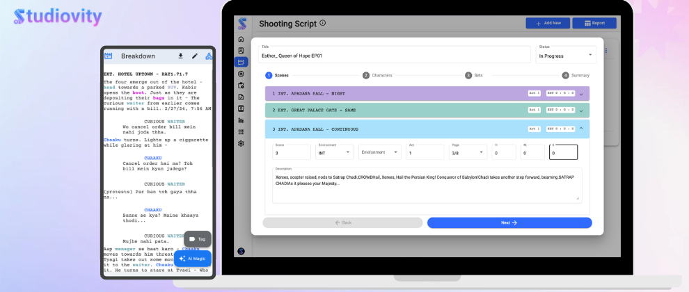 Screenshot 4 of AI Script Breakdown Software| Studiovity