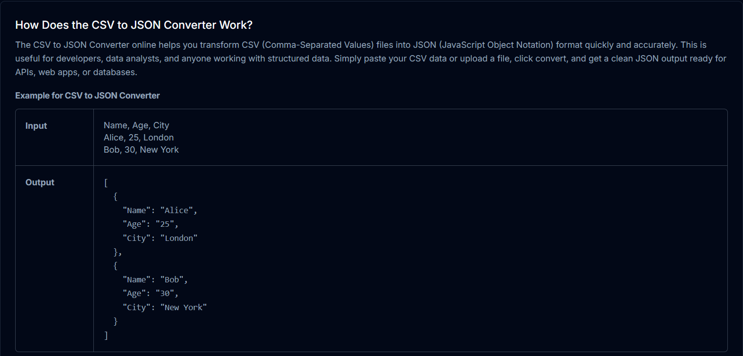 Screenshot 1 of Free CSV to JSON Converter