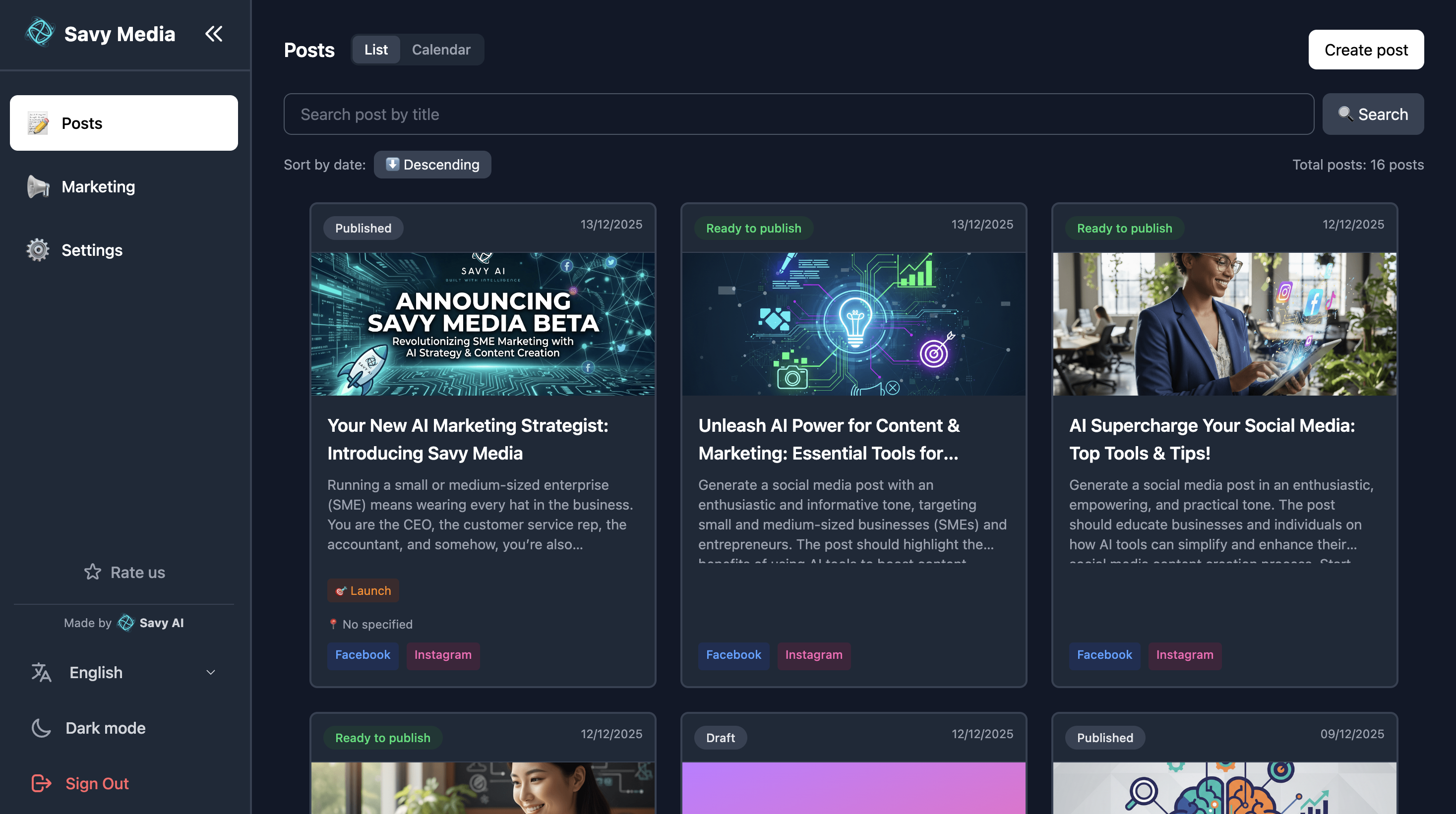 Screenshot 1 of Savy Media