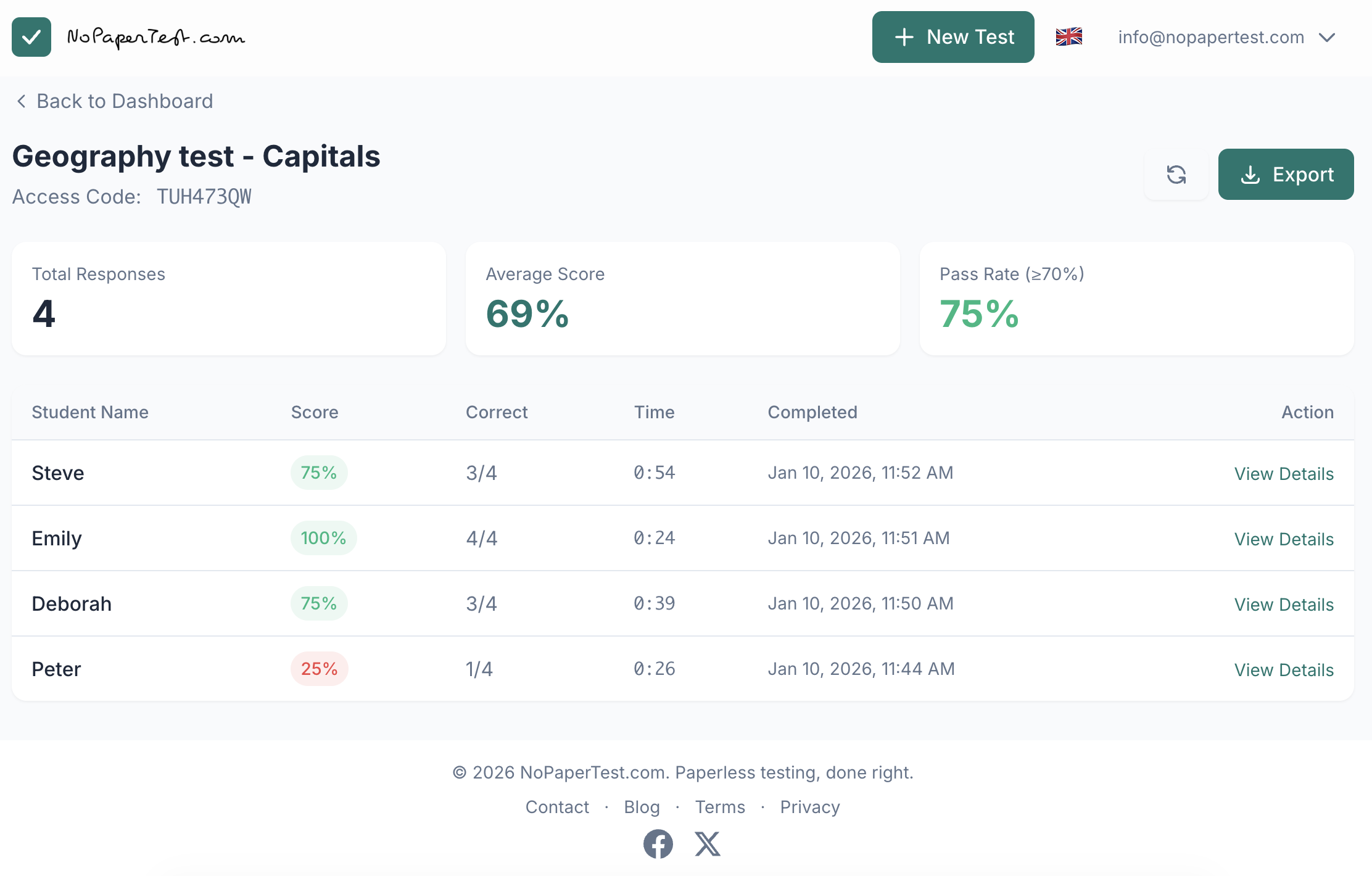Screenshot 3 of NoPaperTest.com