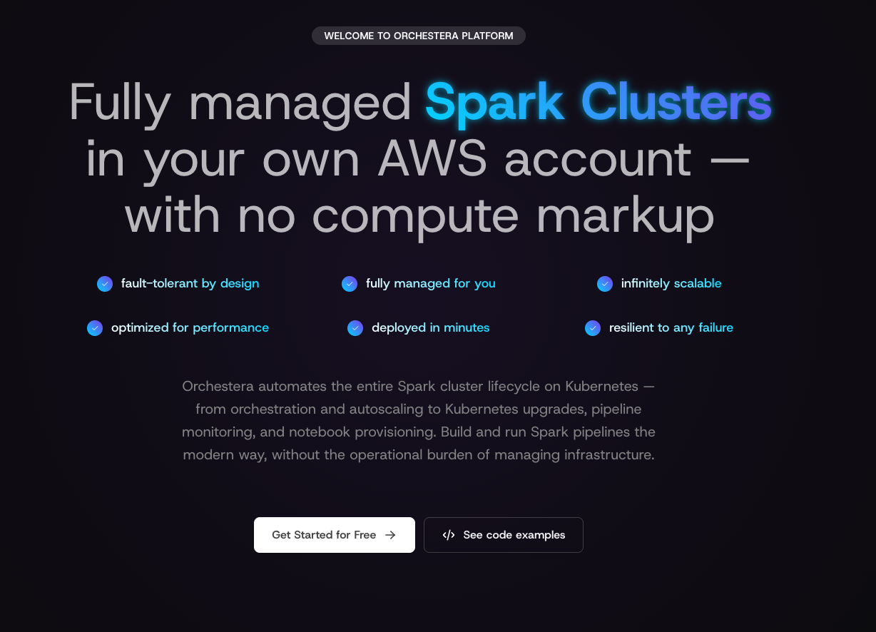 Screenshot 1 of Orchestera - Managed Apache Spark on K8s