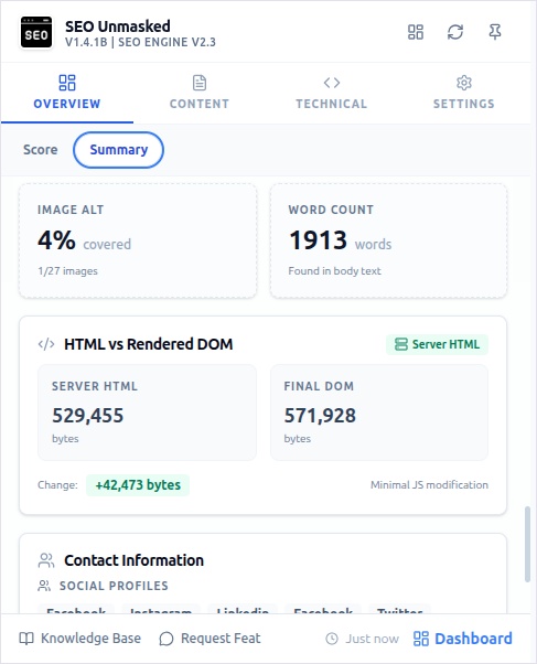 Screenshot 1 of SEO Unmasked