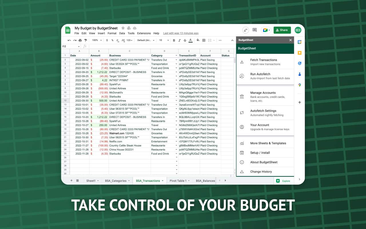 Screenshot 1 of BudgetSheet