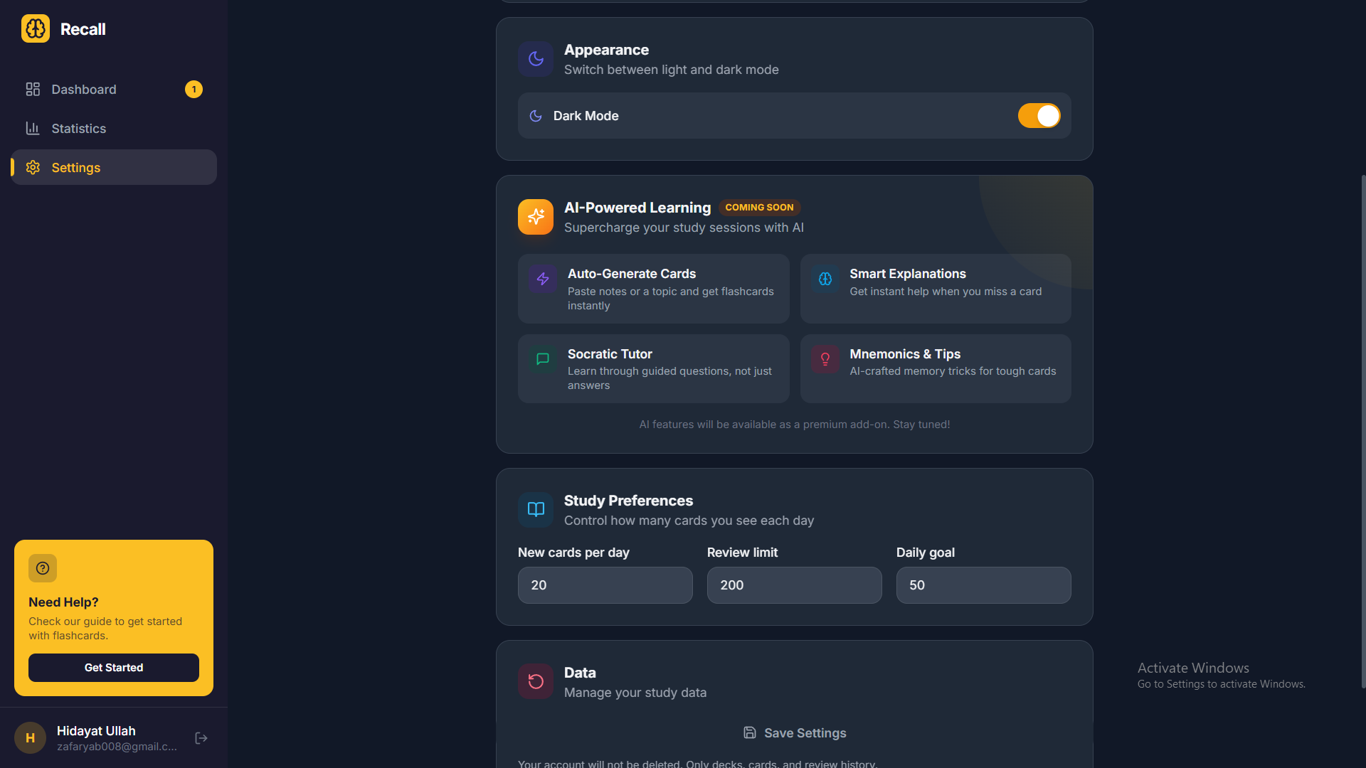 Screenshot 4 of Recall — Smart Flashcards