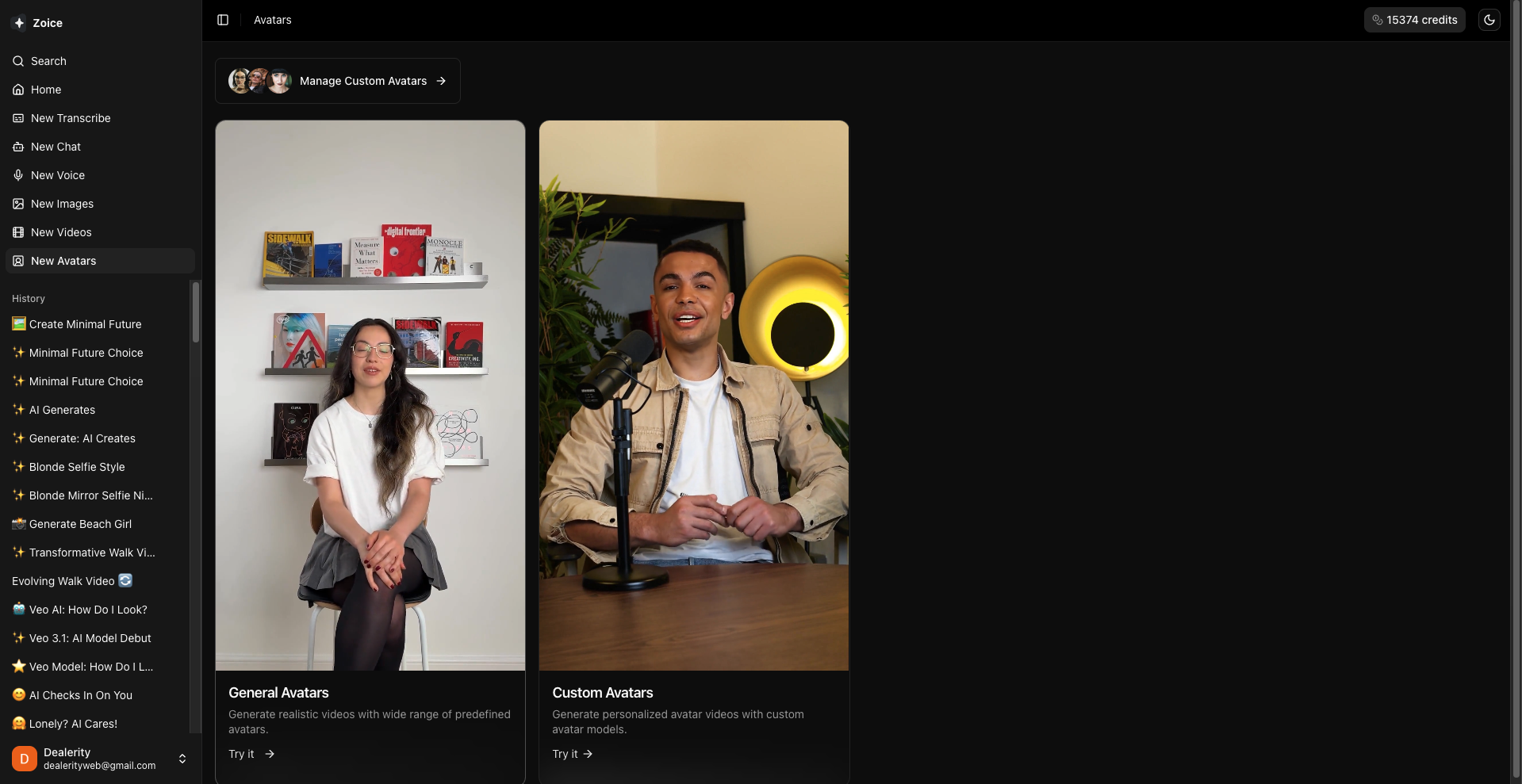 Screenshot 1 of Zoice Custom AI Avatar Generator